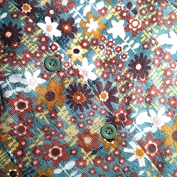 NWT Cider Woman's Retro Quilt Corduroy Floral Mini Dress Sz L - Picture 5 of 11